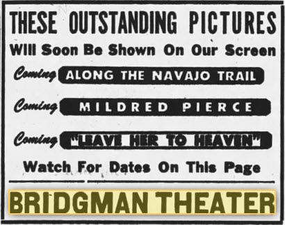 Bridgman Theatre - March 23 1946